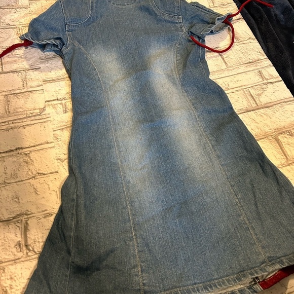 Denim and Red Kids Casual Dress - Picture 6 of 7